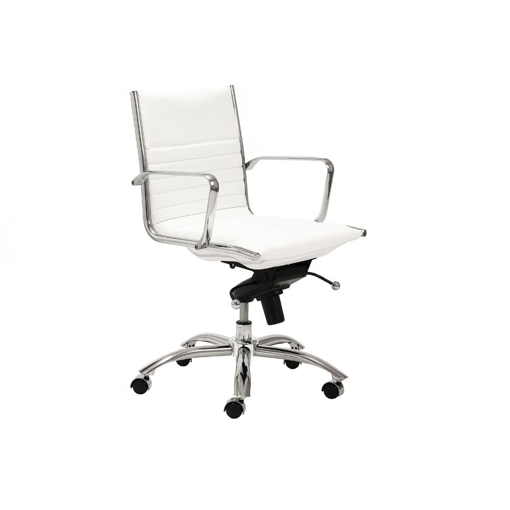 Euro Style - Dirk Faux Leather Low Back Office Chair, White/Chrome - 00674WHT veiw 5