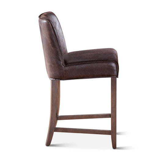 World Interiors - Avery Counter Chair : World Interiors - Avery Counter Chair in Dark Brown Leather with Matte Brown Legs - ZWAVECCMB veiw 2