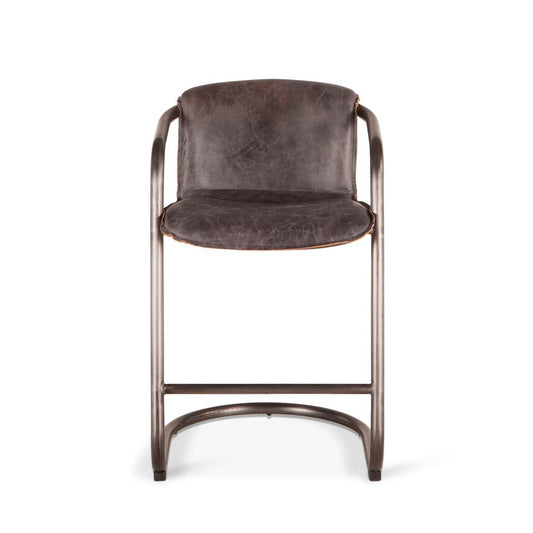 World Interiors - Chiavari Leather Counter Chair : World Interiors - Chiavari Counter Chairs in Antique Ebony Leather and Steel - ZWPFCC22AEG veiw 2