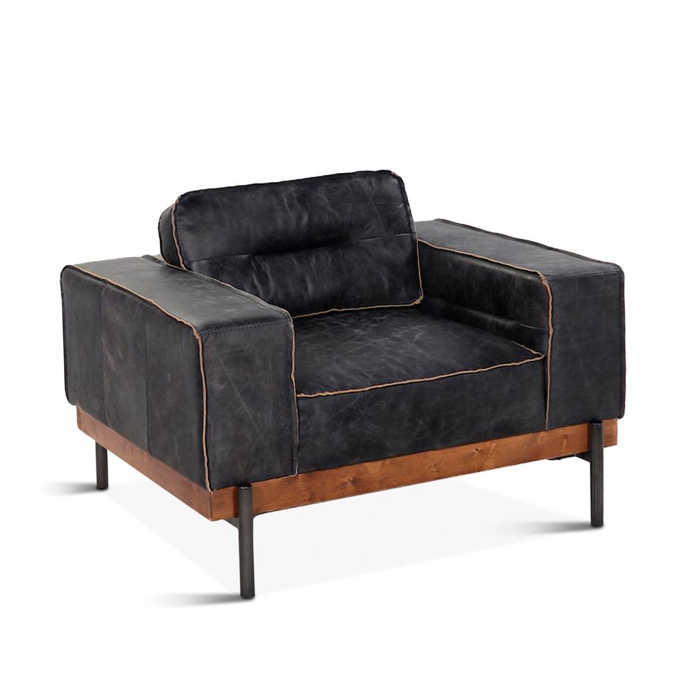 World Interiors - Chiavari Antique Ebony Leather Armchair - ZWCIAMCHAE veiw 1