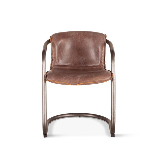 World Interiors - Chiavari Dining Chairs : World Interiors - Chiavari Dining Chairs in Jet Brown Leather and Steel - ZWPFDC22JBG veiw 2