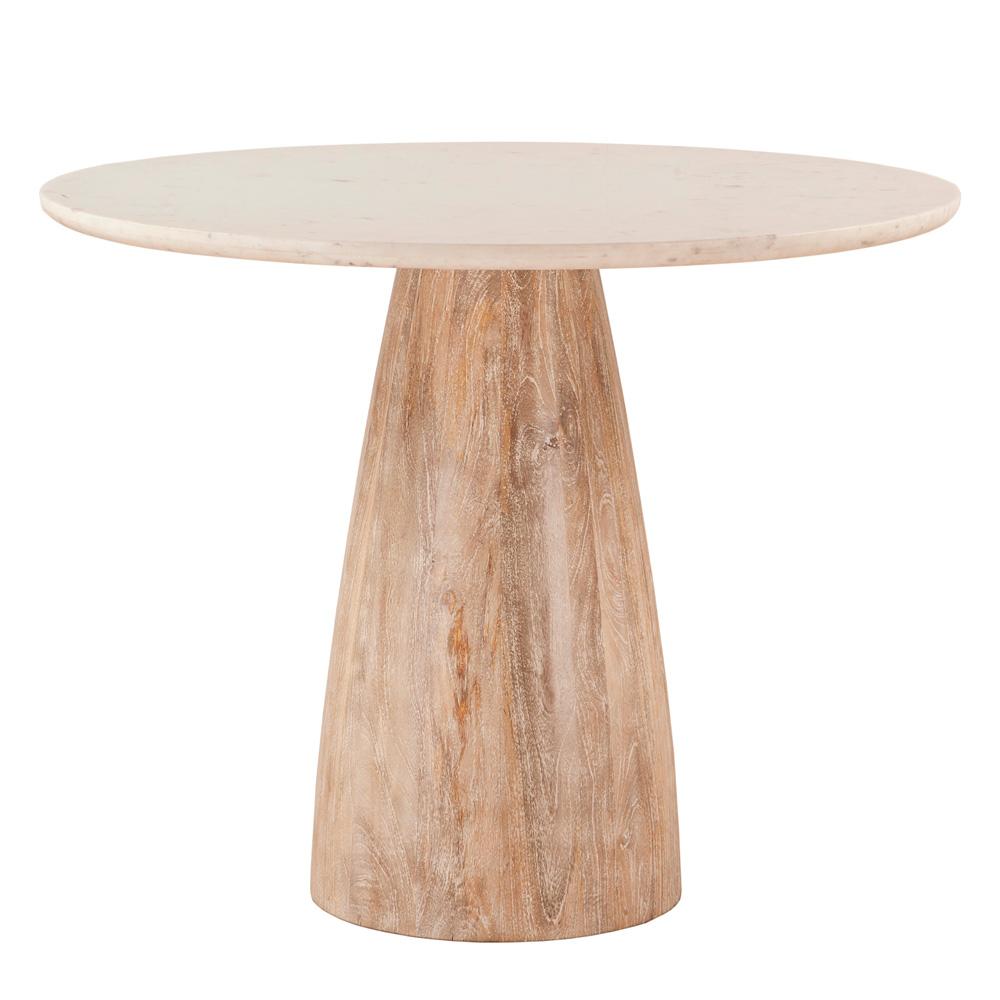 World Interiors - Palm Desert Marble Dining Table with Modern Washed Wood Base : World Interiors - Palm Desert Natural White Marble Dining Table with Modern Washed Wood Base - ZWPDMODWM veiw 2