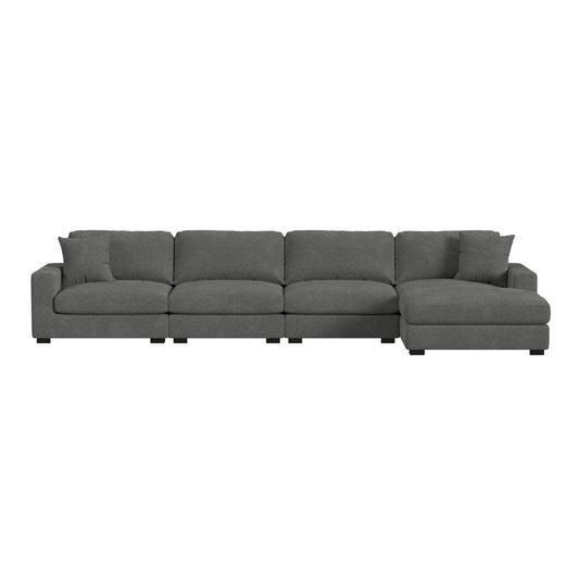 Picket House Furnishings - Mesa 4PC Sectional Set with RHF Chaise in Steno Charcoal - U-8540-9442-RCSE-4PC veiw 2