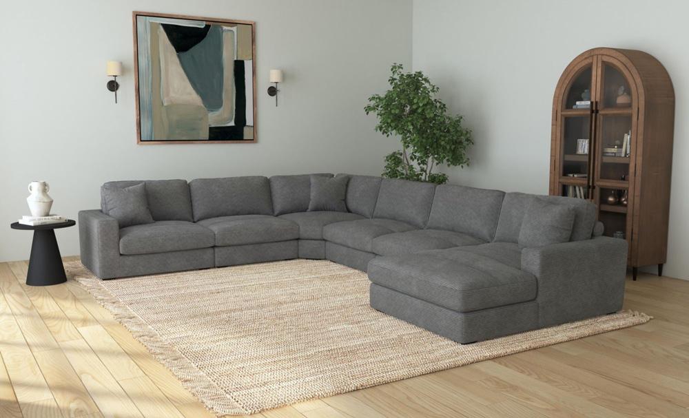 Picket House Furnishings - Mesa 6PC Sectional Set with RHF Chaise in Steno Charcoal - U-8540-9442-RCSE-6PC veiw 3