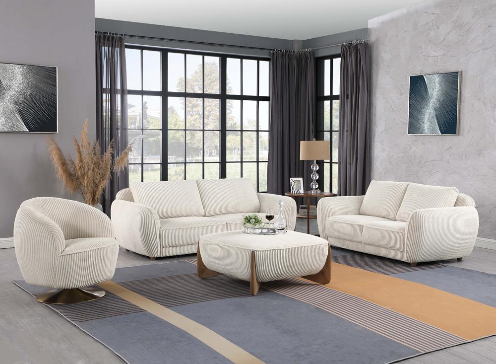 Chintaly - CHARLESTON - Modern Sofa w/ Vertical Channel Pattern & Wooden Legs - CHARLESTON-SFA-BGE veiw 7
