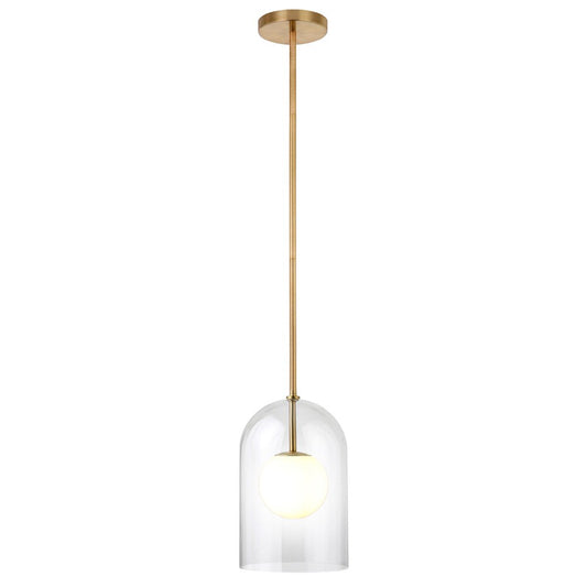 Hudson & Canal - Sondre 8in Wide Double Layer Pendant with Glass Shade in Brass/White Milk/Clear - PD2229 veiw 2