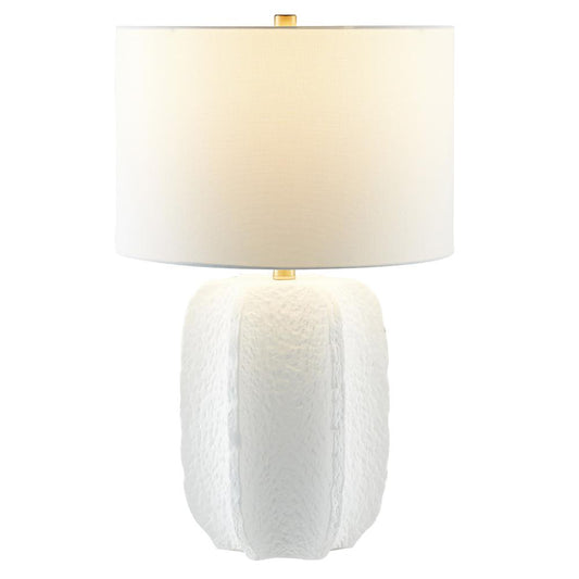 Hudson & Canal - Turbida 24in Tall Table Lamp with Fabric Shade in Matte White/Brass/White - TL2217 veiw 2