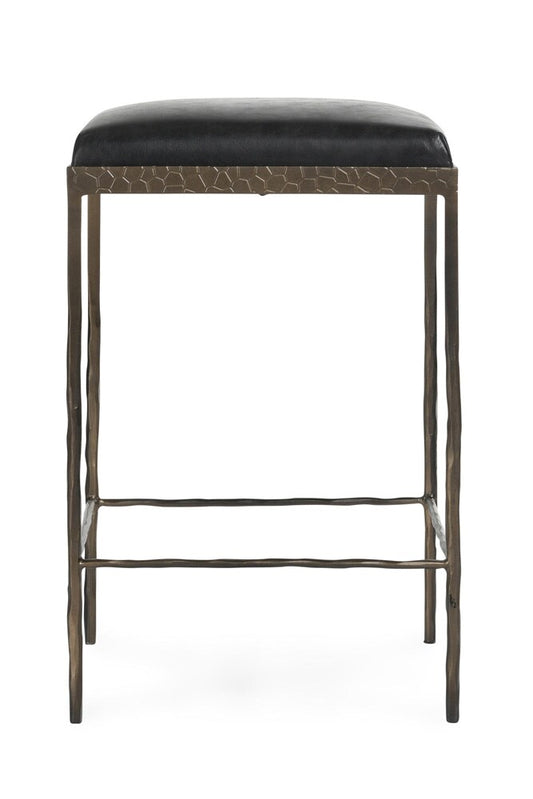 Classic Home - Bose 26in Top Grain Leather Counter Stool In Onyx Black - 53002008 veiw 2