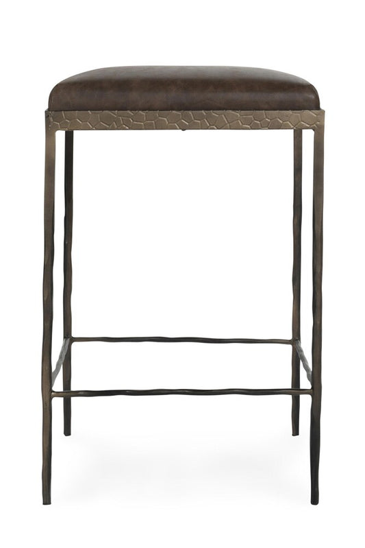 Classic Home - Bose 26in Top Grain Leather Counter Stool In Coco Brown - 53002007 veiw 2