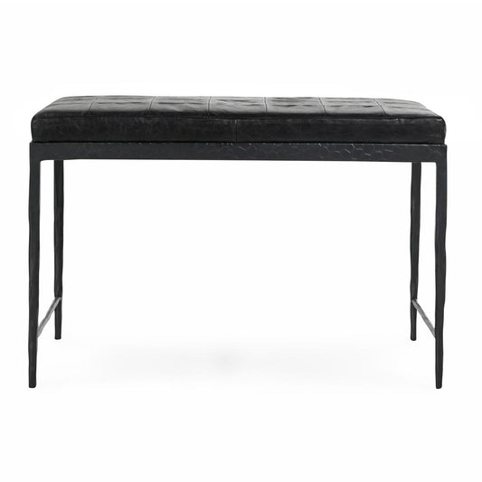 Classic Home - Malo 28in Top Grain Leather Ottoman Bench In Black - 53002015 veiw 2