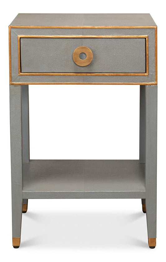 Sarreid Ltd - Gabriella Shagreen Nightstand,Storm Grey - 53569-2 veiw 2
