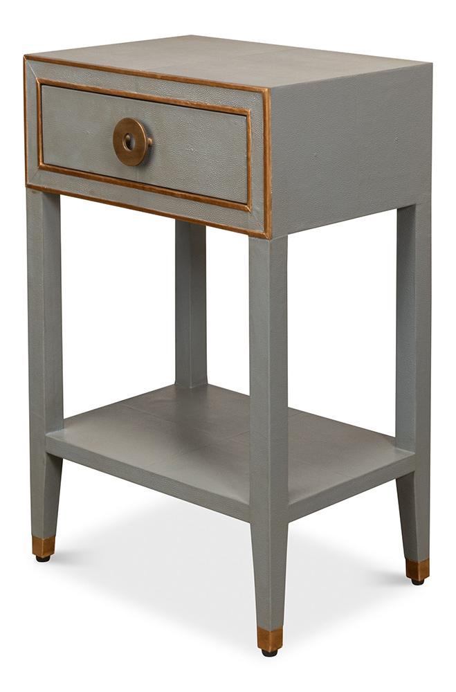 Sarreid Ltd - Gabriella Shagreen Nightstand,Storm Grey - 53569-2 veiw 12