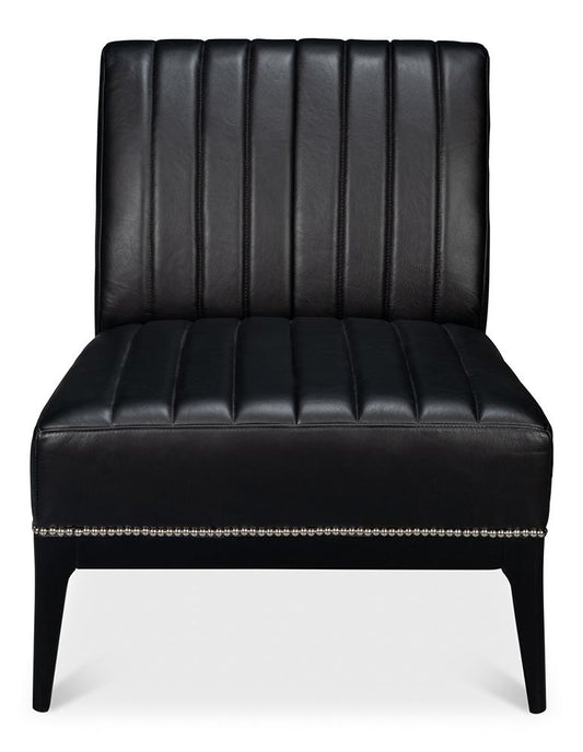 Sarreid Ltd - Agave Slipper Chair,Distilled Lthr, Black - 54158 veiw 2