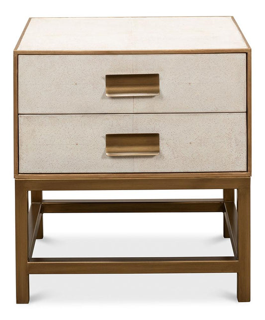 Sarreid Ltd - Gideon Shagreen Side Table, Osprey White - 53551-4 veiw 2