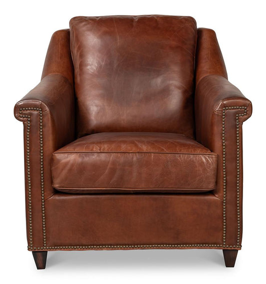 Sarreid Ltd - Vandike Arm Chair, Newark Brown - 54195 veiw 2