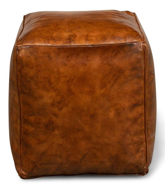 Sarreid Ltd - Sunday Afternoon Leather Cube,Natural - 26896 veiw 2