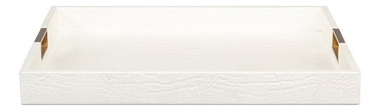 Sarreid Ltd - Norton Leather Tray,Croco Leather, Pearl - 54014-2 veiw 2