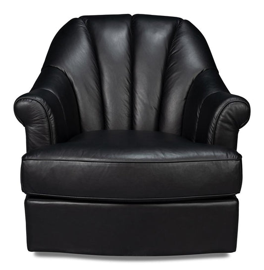 Sarreid Ltd - Scoth Swivel Chair In Distilled Lthr,Black - 54094 veiw 2