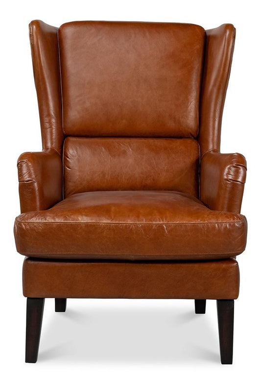 Sarreid Ltd - Elite Wing Lounge Chair, Vintage Havana - 40801 veiw 2