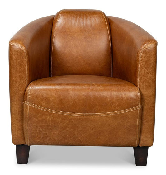 Sarreid Ltd - Mandy Arm Chair, Cuba Brown - 54126 veiw 2