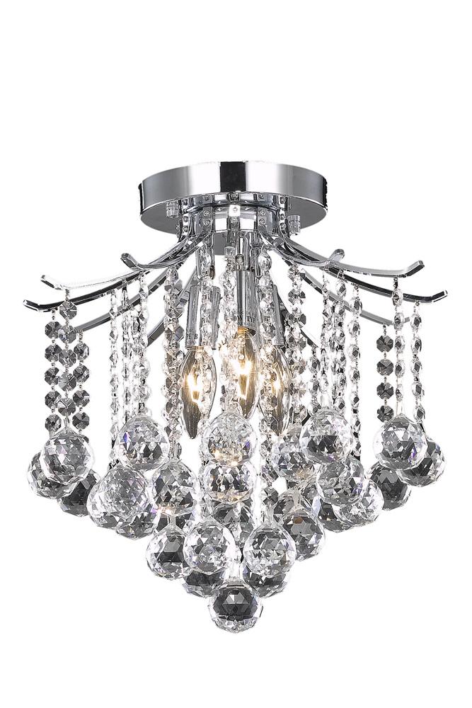 Elegant Furniture & Lighting - Amelia Flush Mount D12in H12in Lt:3 Chrome Finish - LD8200F12C veiw 1