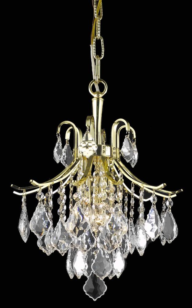 Elegant Furniture & Lighting - Amelia Pendant D12in H15in Lt:3 Gold finish - LD8100D12G veiw 1