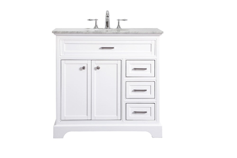 Elegant Furniture & Lighting - Americana 36 In. Single Bathroom Vanity Set In White - VF15036WH veiw 1