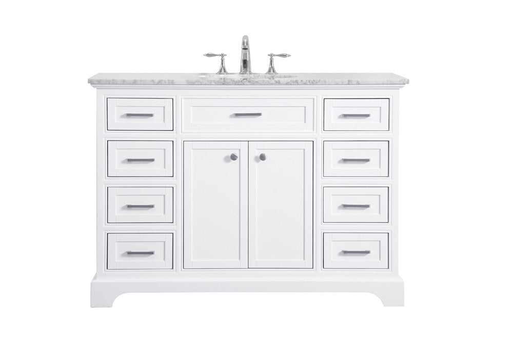 Elegant Furniture & Lighting - Americana 48 In. Single Bathroom Vanity Set In White - VF15048WH veiw 1