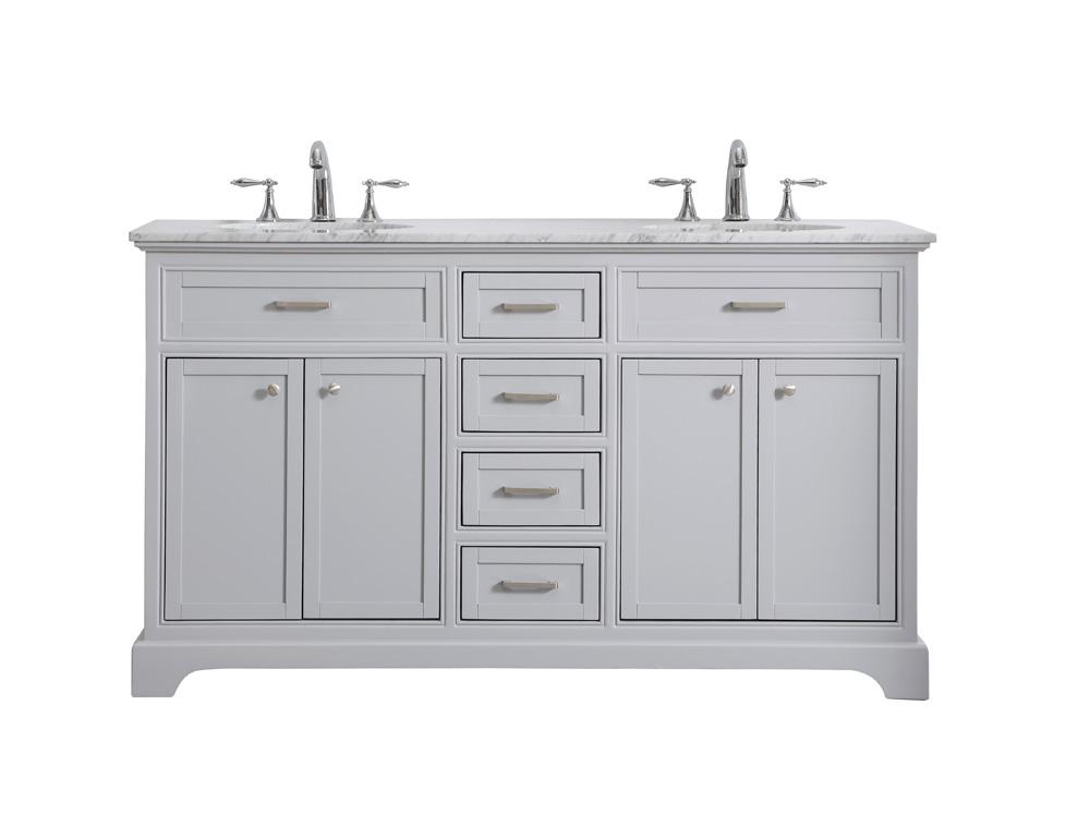 Elegant Furniture & Lighting - Americana 60 In. Double Bathroom Vanity Set In Light Grey - VF15060DGR veiw 1