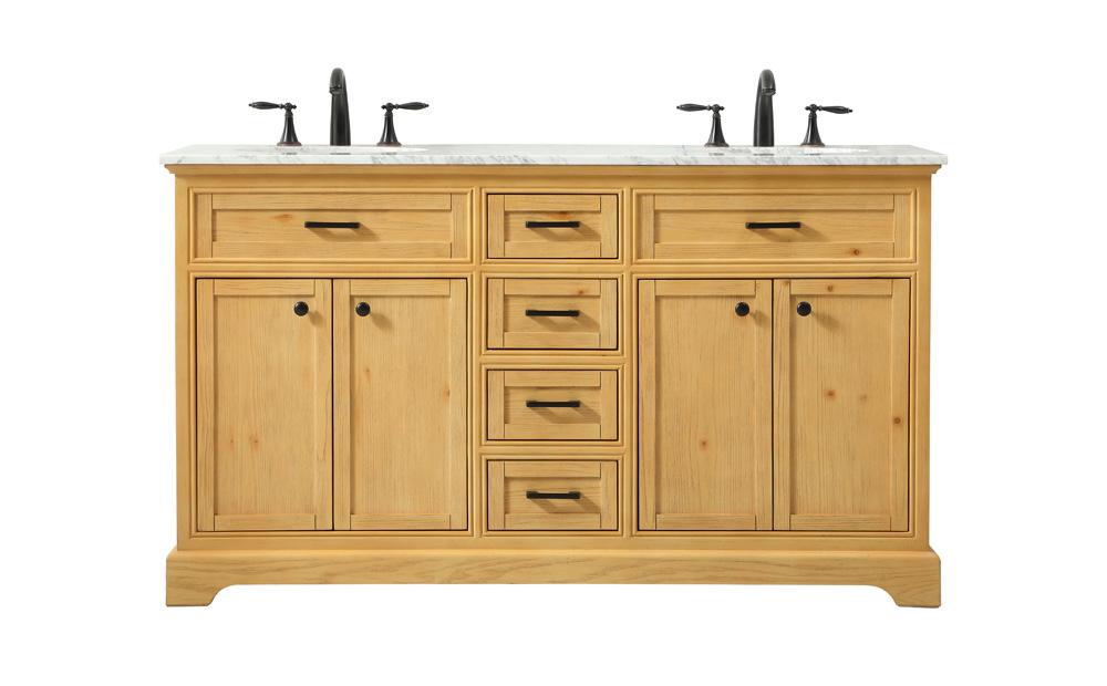 Elegant Furniture & Lighting - Americana 60 inch double bathroom vanity in natural wood - VF15060DNW veiw 1