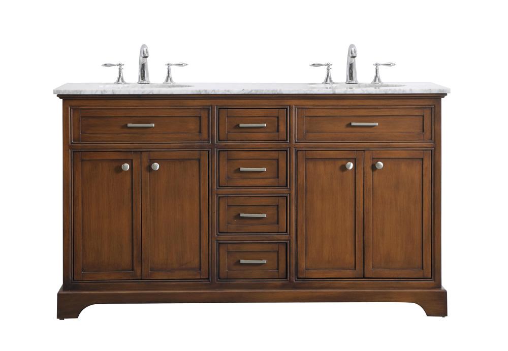 Elegant Furniture & Lighting - Americana 60 In. Double Bathroom Vanity Set In Teak - VF15060DTK veiw 1