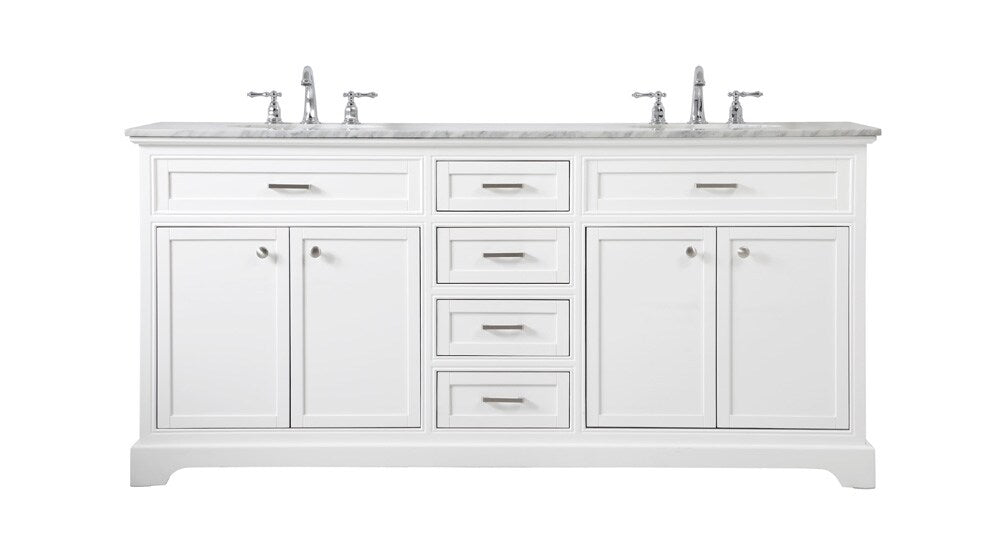 Elegant Furniture & Lighting - Americana 72 inch double bathroom vanity in white - VF15072DWH veiw 1