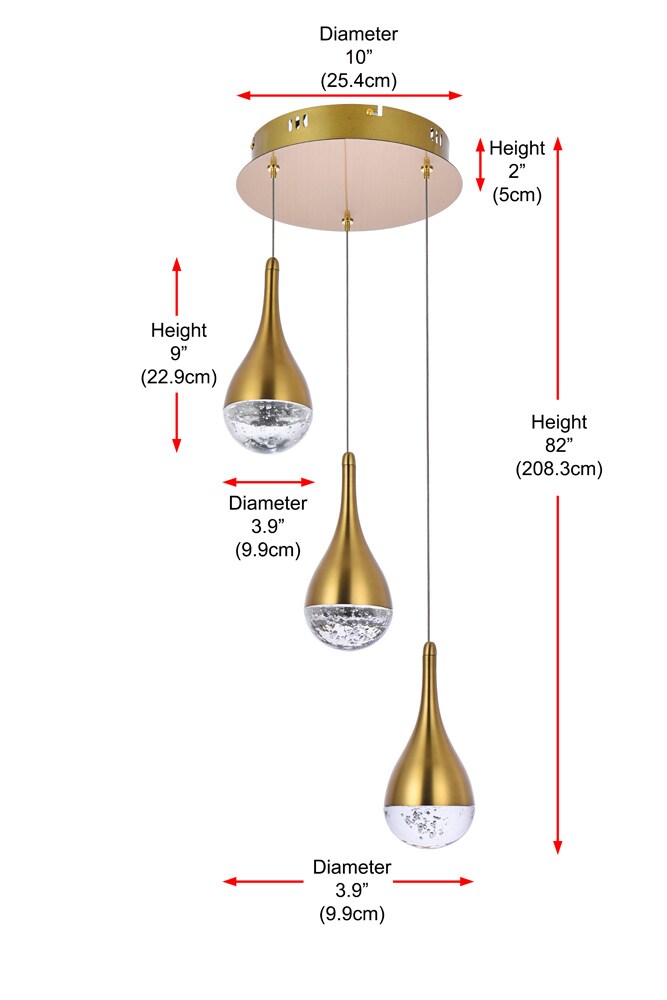 Elegant Furniture & Lighting - Amherst 10 inch LED pendant in satin gold - 3803D12SG veiw 9