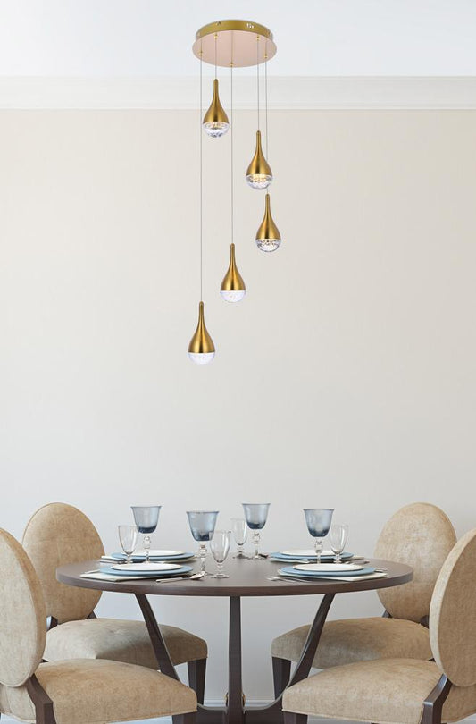 Elegant Furniture & Lighting - Amherst 14.5 inch LED pendant in satin gold - 3805D14SG veiw 2