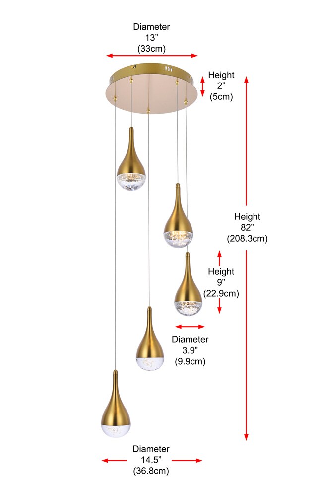 Elegant Furniture & Lighting - Amherst 14.5 inch LED pendant in satin gold - 3805D14SG veiw 9