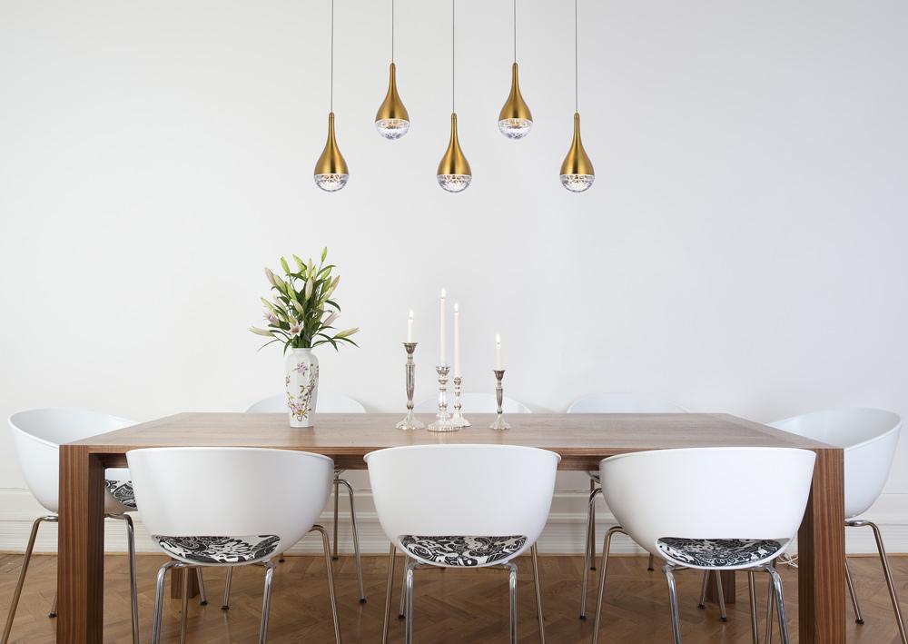 Elegant Furniture & Lighting - Amherst 34 inch LED pendant in satin gold - 3805D33SG veiw 8