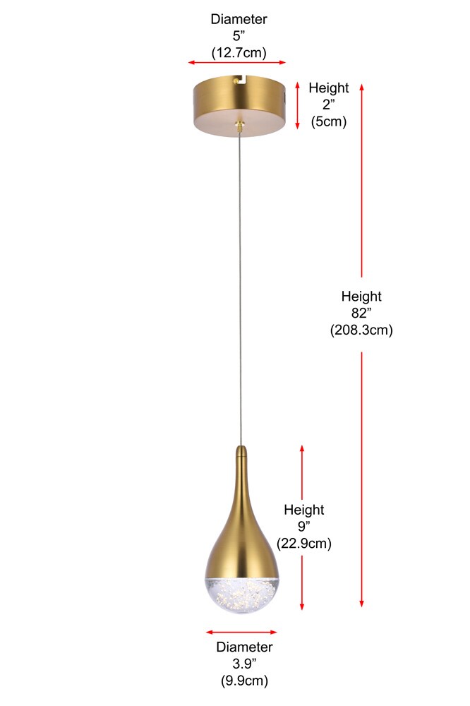Elegant Furniture & Lighting - Amherst 5 inch LED pendant in satin gold - 3801D4SG veiw 9