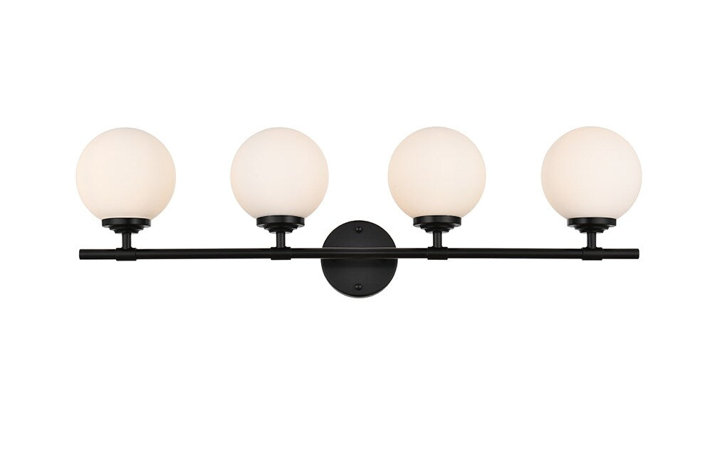 Elegant Furniture & Lighting - Ansley 4 light Black and frosted white Bath Sconce - LD7301W33BLK veiw 1