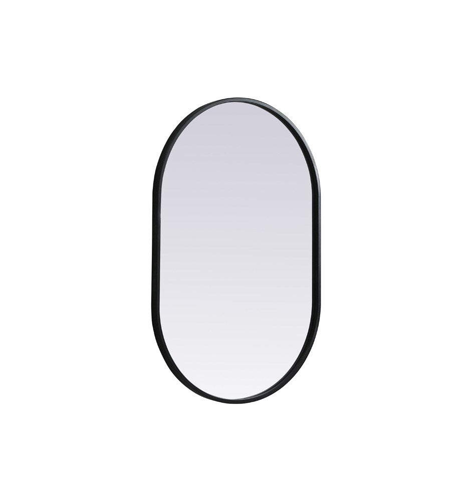 Elegant Furniture & Lighting - Asha Metal Frame Oval Mirror 20x30 Inch in Black - MR2A2030BLK veiw 8