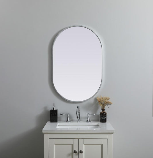 Elegant Furniture & Lighting - Asha Metal Frame Oval Mirror 20x30 Inch in Silver - MR2A2030SIL veiw 2