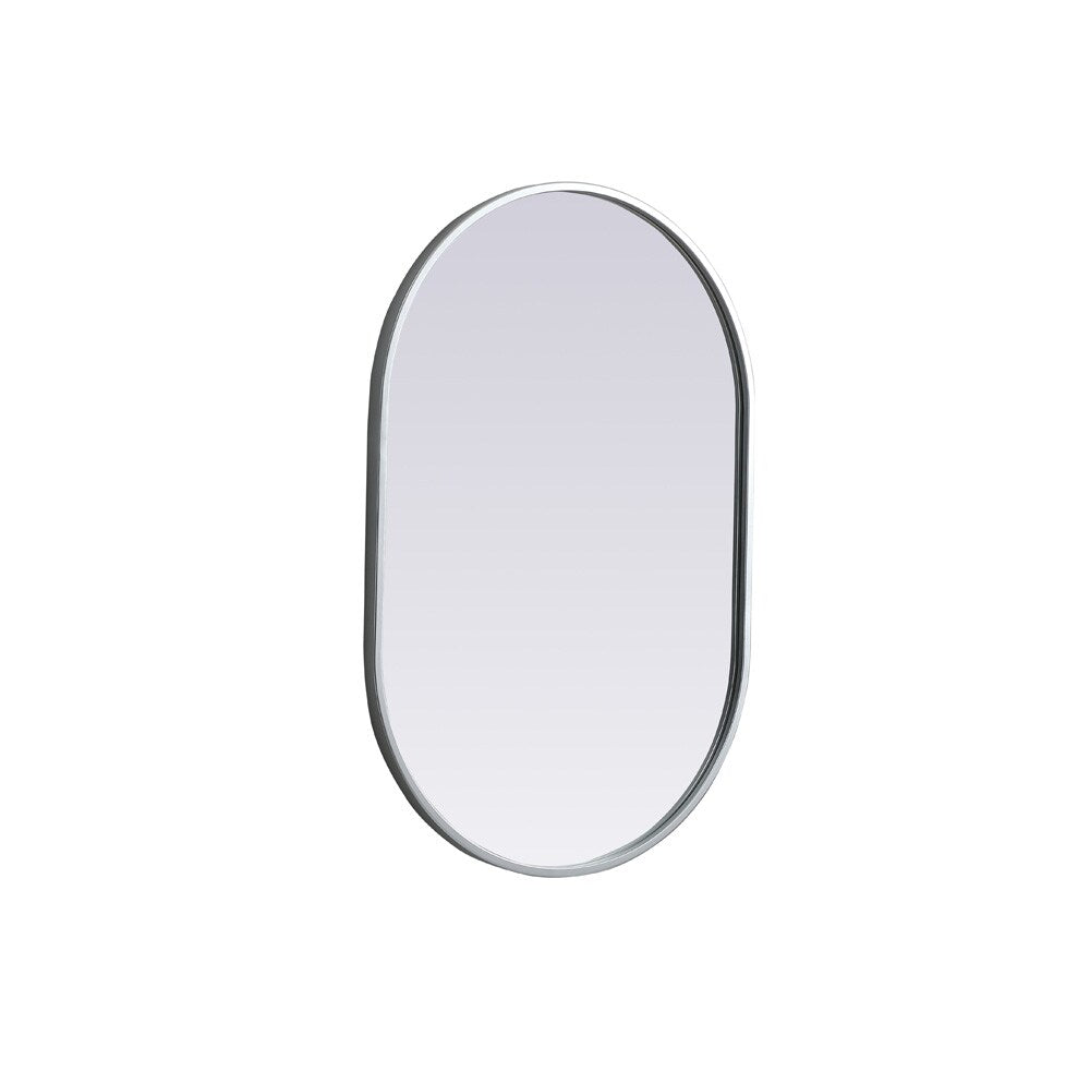 Elegant Furniture & Lighting - Asha Metal Frame Oval Mirror 20x30 Inch in Silver - MR2A2030SIL veiw 8