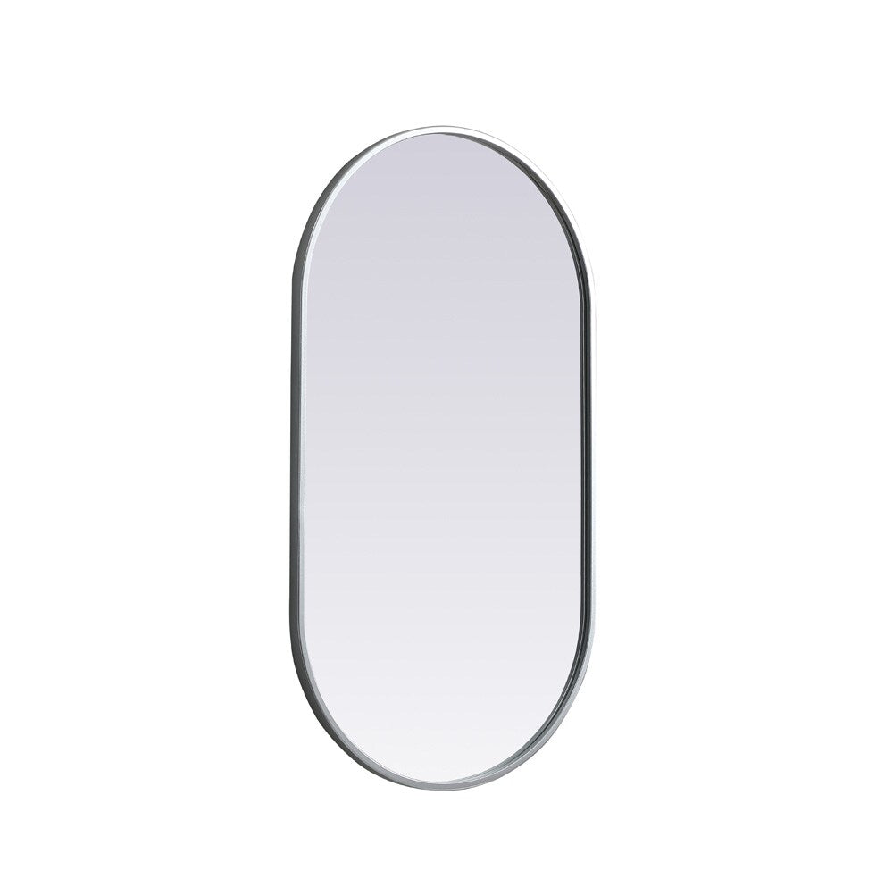 Elegant Furniture & Lighting - Asha Metal Frame Oval Mirror 20x36 Inch in Silver - MR2A2036SIL veiw 8