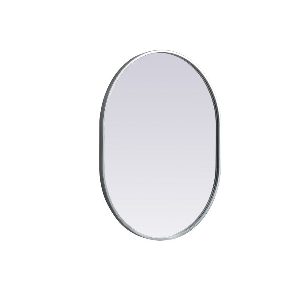 Elegant Furniture & Lighting - Asha Metal Frame Oval Mirror 24x30 Inch in Silver - MR2A2430SIL veiw 8
