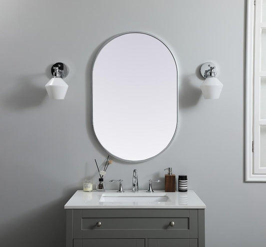 Elegant Furniture & Lighting - Asha Metal Frame Oval Mirror 24x36 Inch in Silver - MR2A2436SIL veiw 2