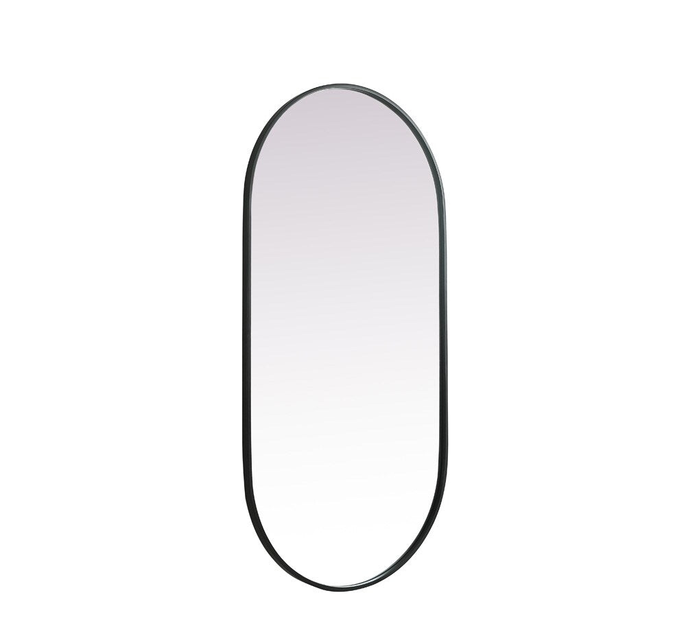 Elegant Furniture & Lighting - Asha Metal Frame Oval Mirror 24x48 Inch in Black - MR2A2448BLK veiw 8