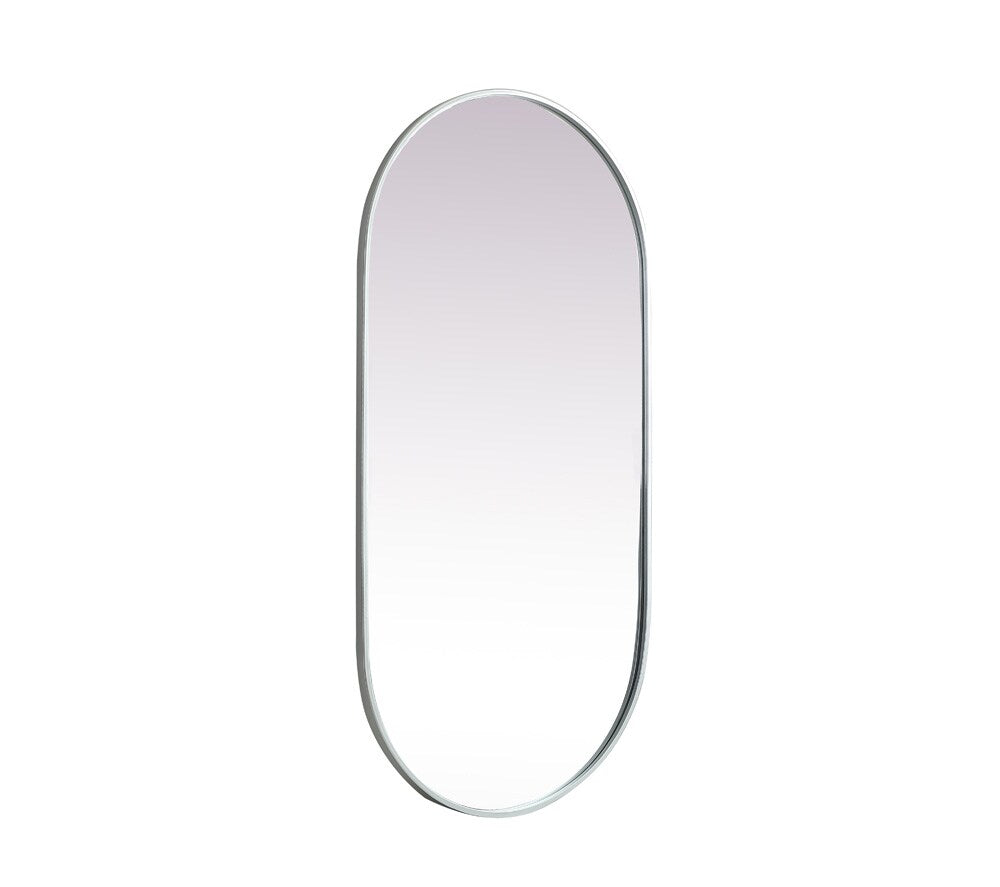 Elegant Furniture & Lighting - Asha Metal Frame Oval Mirror 24x48 Inch in Silver - MR2A2448SIL veiw 8