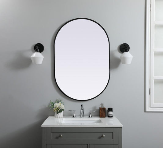 Elegant Furniture & Lighting - Asha Metal Frame Oval Mirror 27x40 Inch in Black - MR2A2740BLK veiw 2