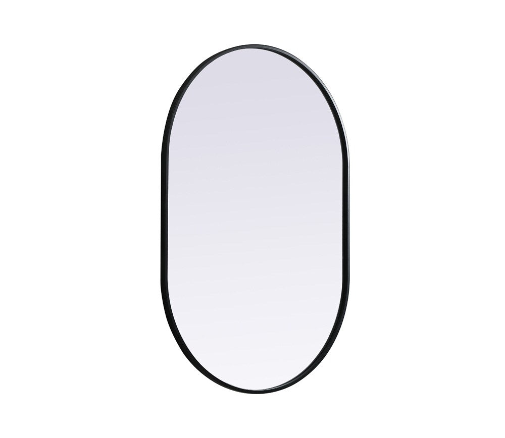 Elegant Furniture & Lighting - Asha Metal Frame Oval Mirror 27x40 Inch in Black - MR2A2740BLK veiw 8