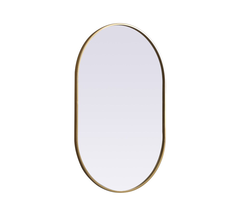 Elegant Furniture & Lighting - Asha Metal Frame Oval Mirror 27x40 Inch in Brass - MR2A2740BRS veiw 8