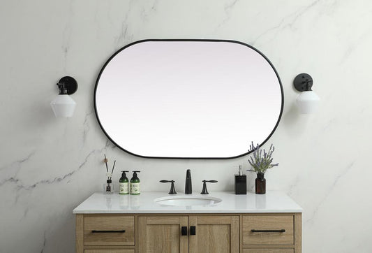 Elegant Furniture & Lighting - Asha Metal Frame Oval Mirror 30x48 Inch in Black - MR2A3048BLK veiw 2